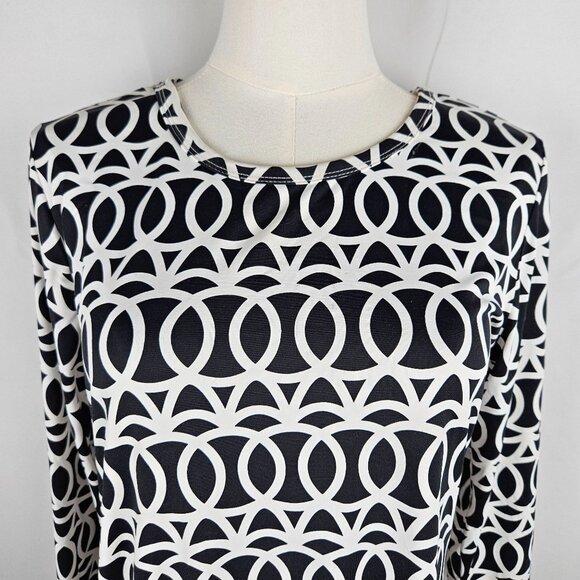 Lulu-B Dress Size Small Black & White Geometric Catalina Fabric Stretch Resort - Picture 4 of 7